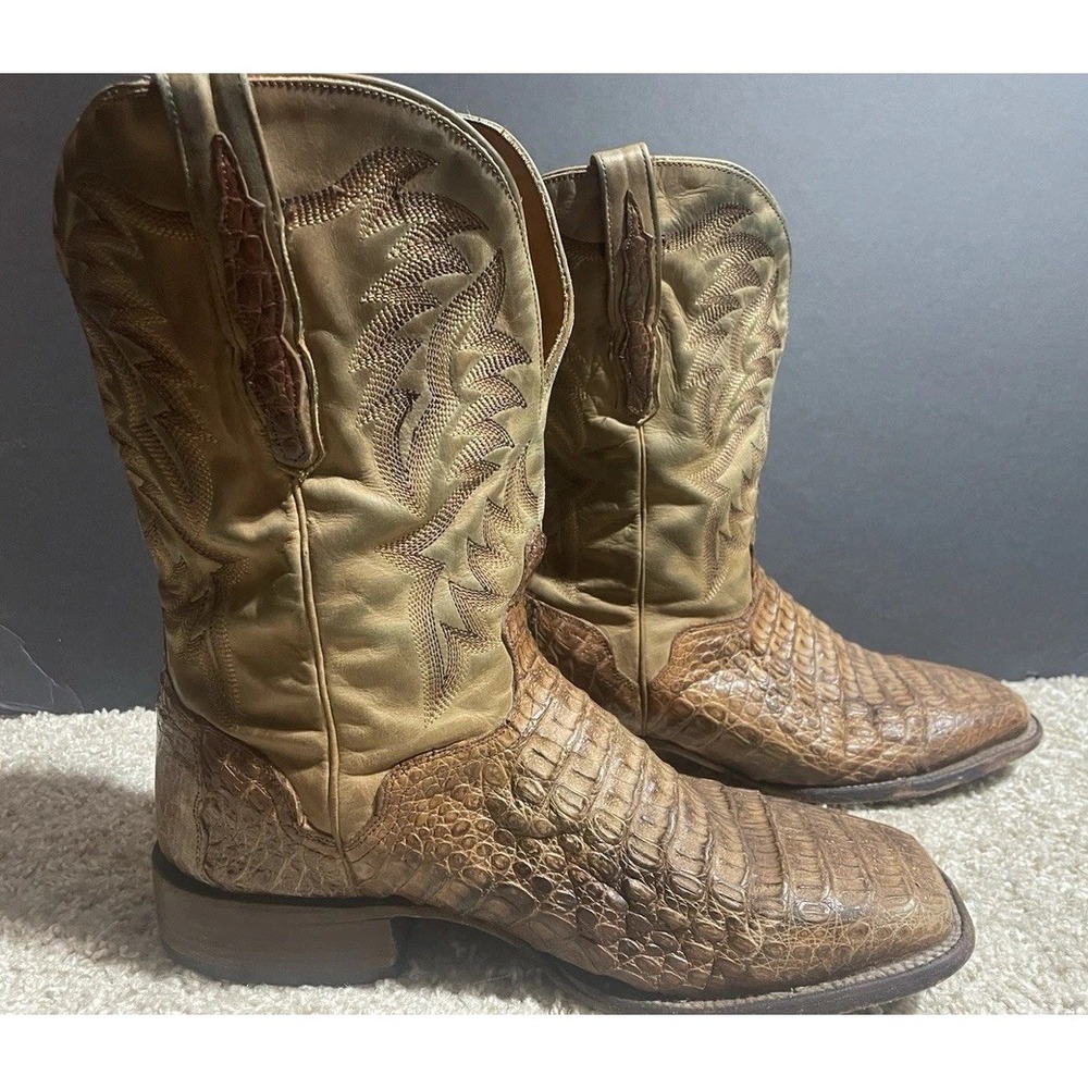 EL DORADO HANDMADE MexicoCowboy Boots BROWN MARBLED All LEATHER #2211 Mens 13 D - Picture 2 of 7